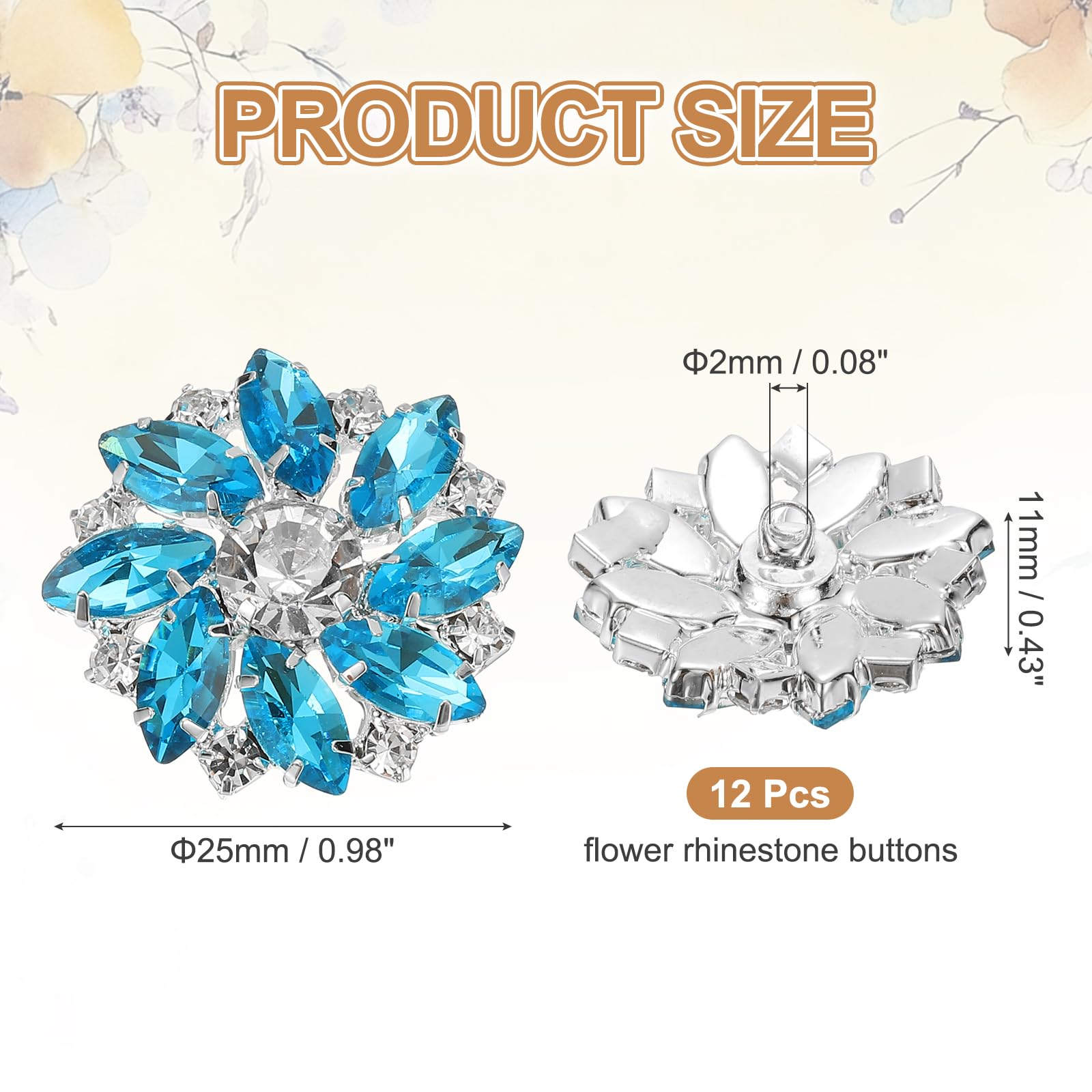 PATIKIL 12Pcs Flower Rhinestone Buttons - Image 2