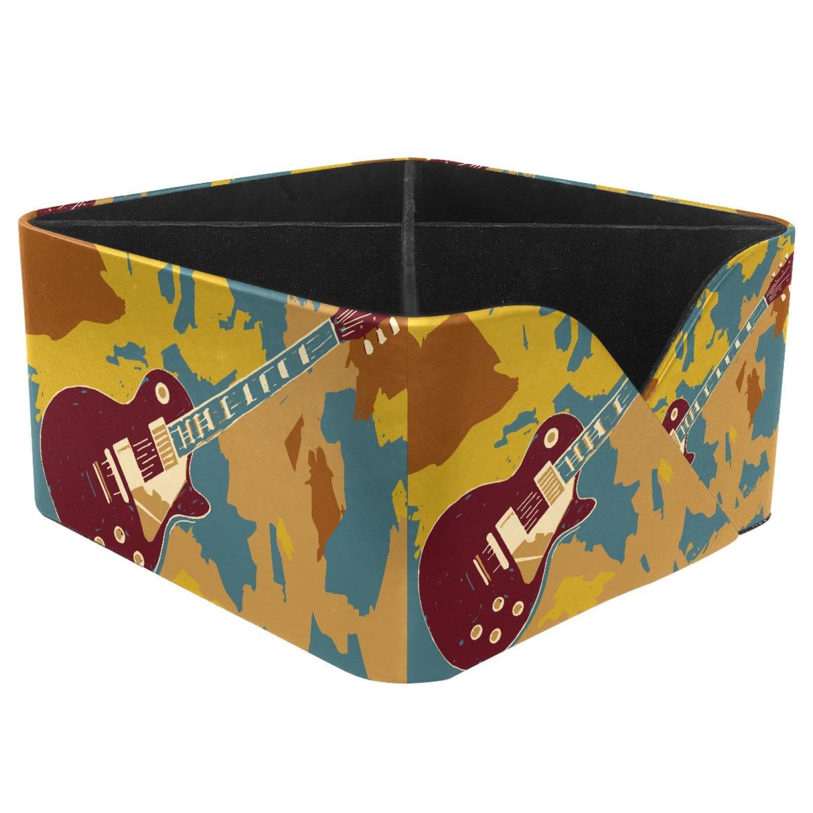 KengjuTesu Electric Guitar Desktop Organizer Pen Holder, Rectangular Pencil Cup for Office, Study and Makeup Stations