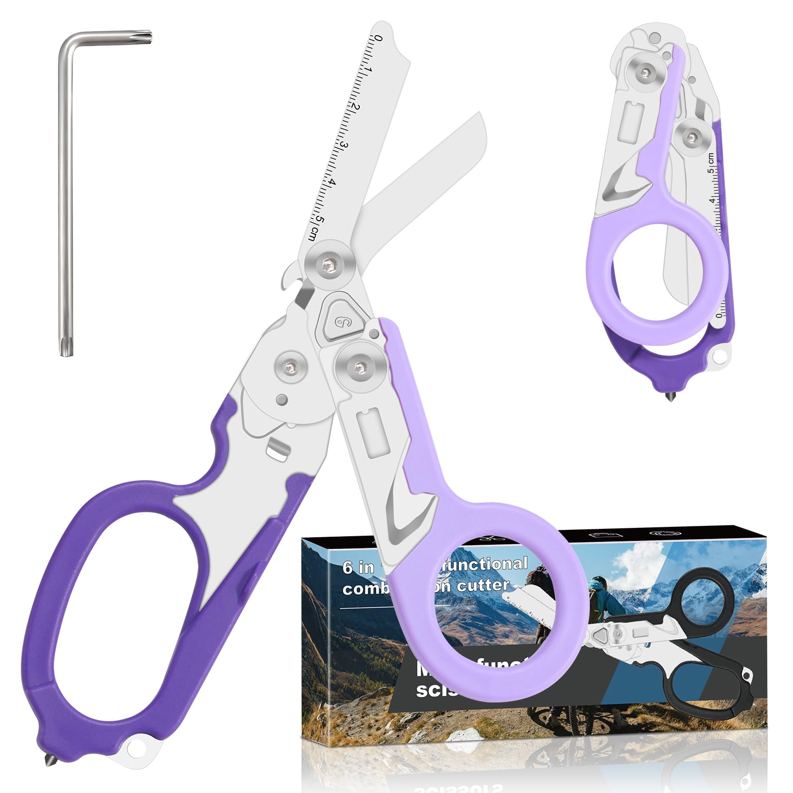 6-in-1 Heavy-Duty Emergency trauma shears (Double Purple)