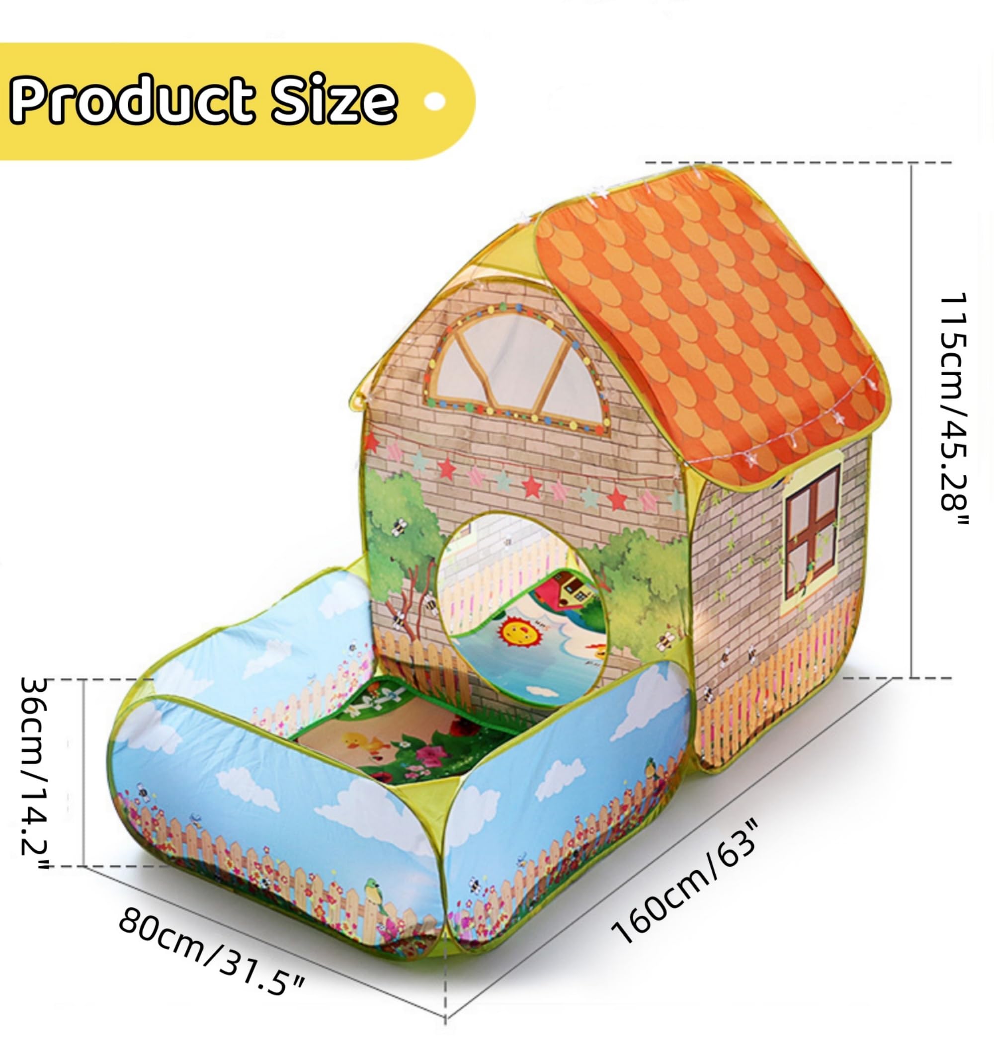 Tenda da Gioco per Bambini, Casetta per Interni, Con area piscina di palline, Casetta da gioco al coperto per bambini e bambine, 160 x 80 x 115 cm