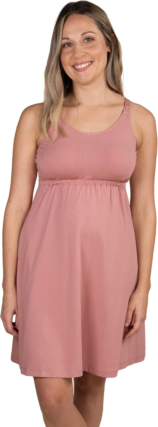 Bravado Designs Women's Maternity and Nursing Dress Empire Waist Sleeveless Clipdown for Breastfeeding
