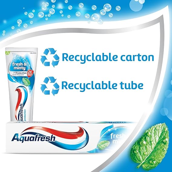 Aquafresh Toothpaste Triple Protection Fresh & Minty, 3 in 1 Protection, Pack of 3 x 75ml