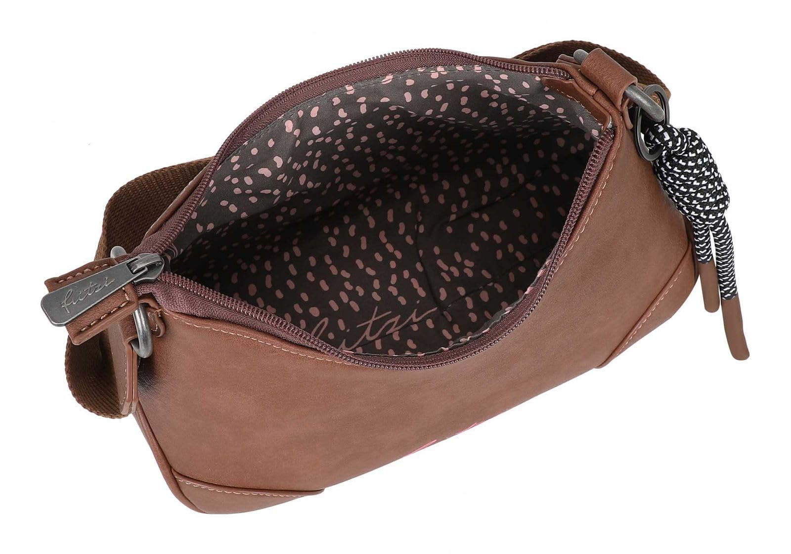 Fritzi Cross Lou Crossbody Damen Umhängetasche Schultertasche Lederimitat Reißverschluss Gurt Alltag Reisen Freizeit 26 x 22 x 10 cm – Schwarz, Grau, Braun, Blaugrau, Beige, Taupe, Blau, Rot, Gelb