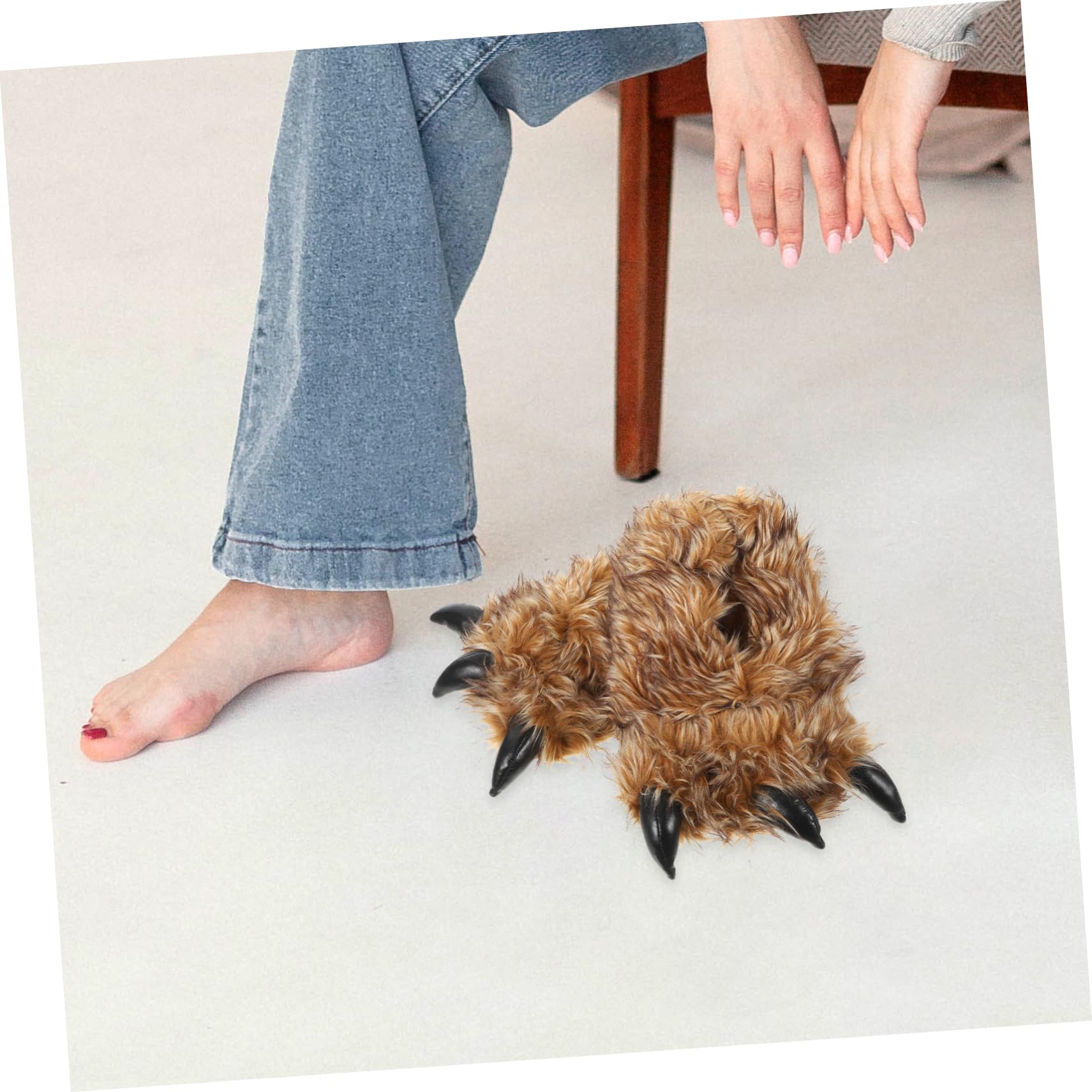 Pantuflas de Felpa de Oso para Interior, Talla 28cm, Marrón