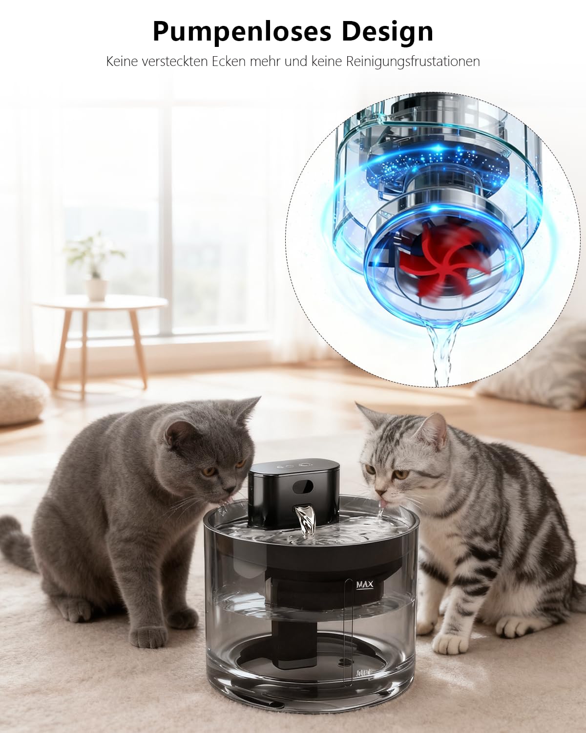 Fuente para Gatos sin Cable: 3.5L Bebedero Gatos con Sensor de Movimiento, 5000mAh Dispensador Agua Mascota con Bateria Recargable, Inoxidable Bandeja para Beber