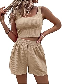 Geagodelia Women\'s Two Piece Outfit Summer Ladies Sexy Co Ord Set Crop Tank Top + Shorts Y2k Aesthetic Clothes Streetwear Sport Gym Sets