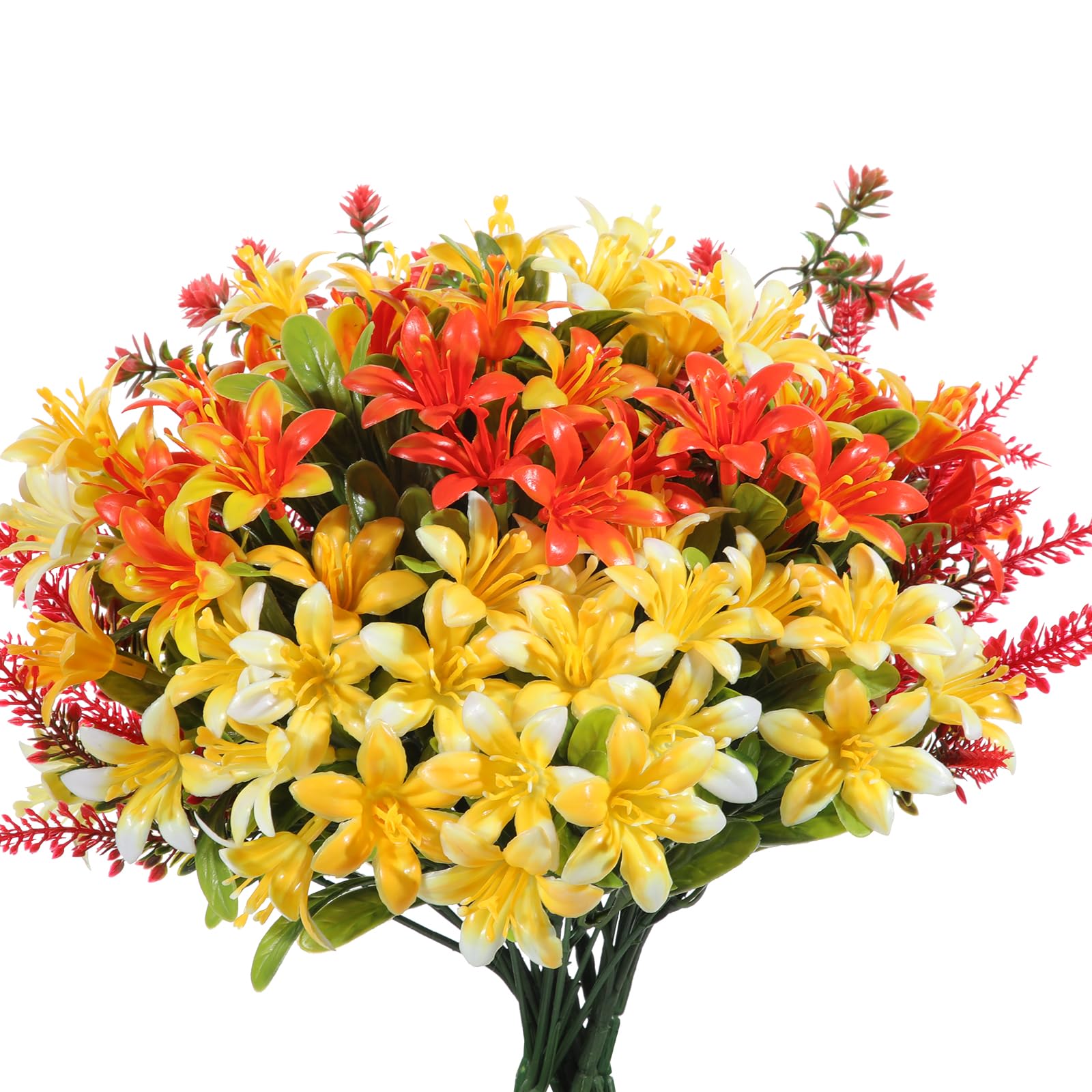 Photo 1 of ***NONREFUNDABLE BUNDLE OF 2** wtynmrr2 Artificial Flowers for Outdoors 12 Bundles, (Yellow & Orange)