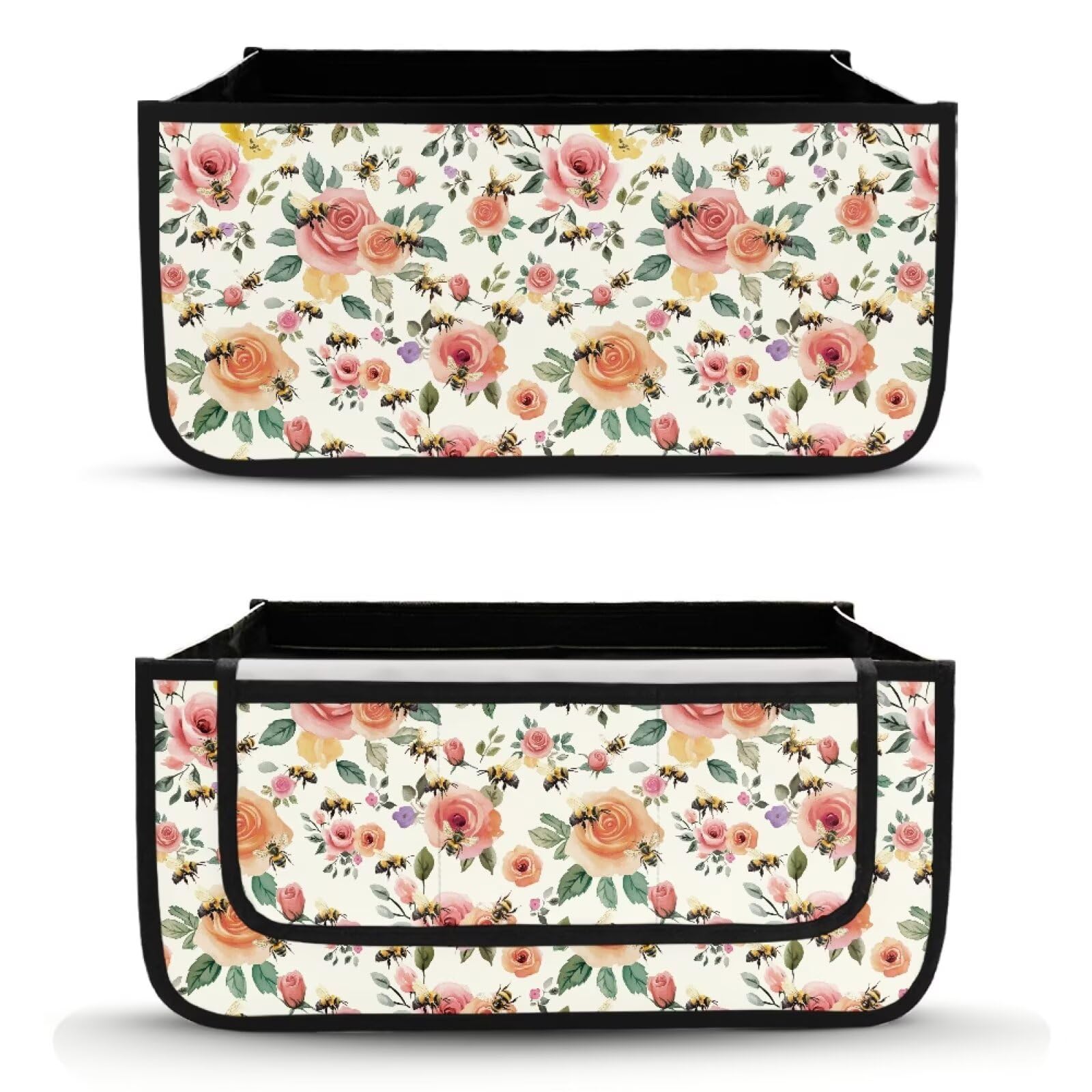 Uorisanigo Walker Basket for Folding Walker Floral Pattern Foldable Rolling Walker Pouch Tote Big Capacity Basket for Walker for Elderly