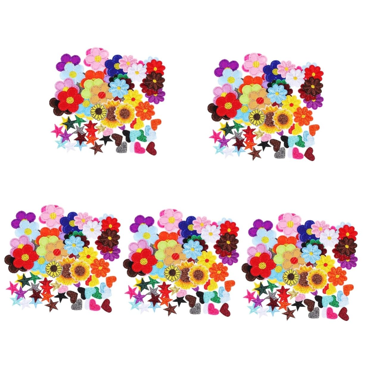 Lurrose 5 Sets Feine Stickerei-blumen-aufnäher Zum Aufbügeln Für Kleidung Vielseitige Applikationen Für Kleidung Einfach Anzubringende Blumen Für Kleidung 71 Stück * 5