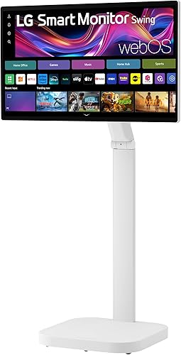 LG Smart Monitor Swing 32U889SA-W 32 pulgadas 4K UHD (3840x2160) IPS pantalla táctil sobre una base con ruedas totalmente ajustable HDR10, webOS,