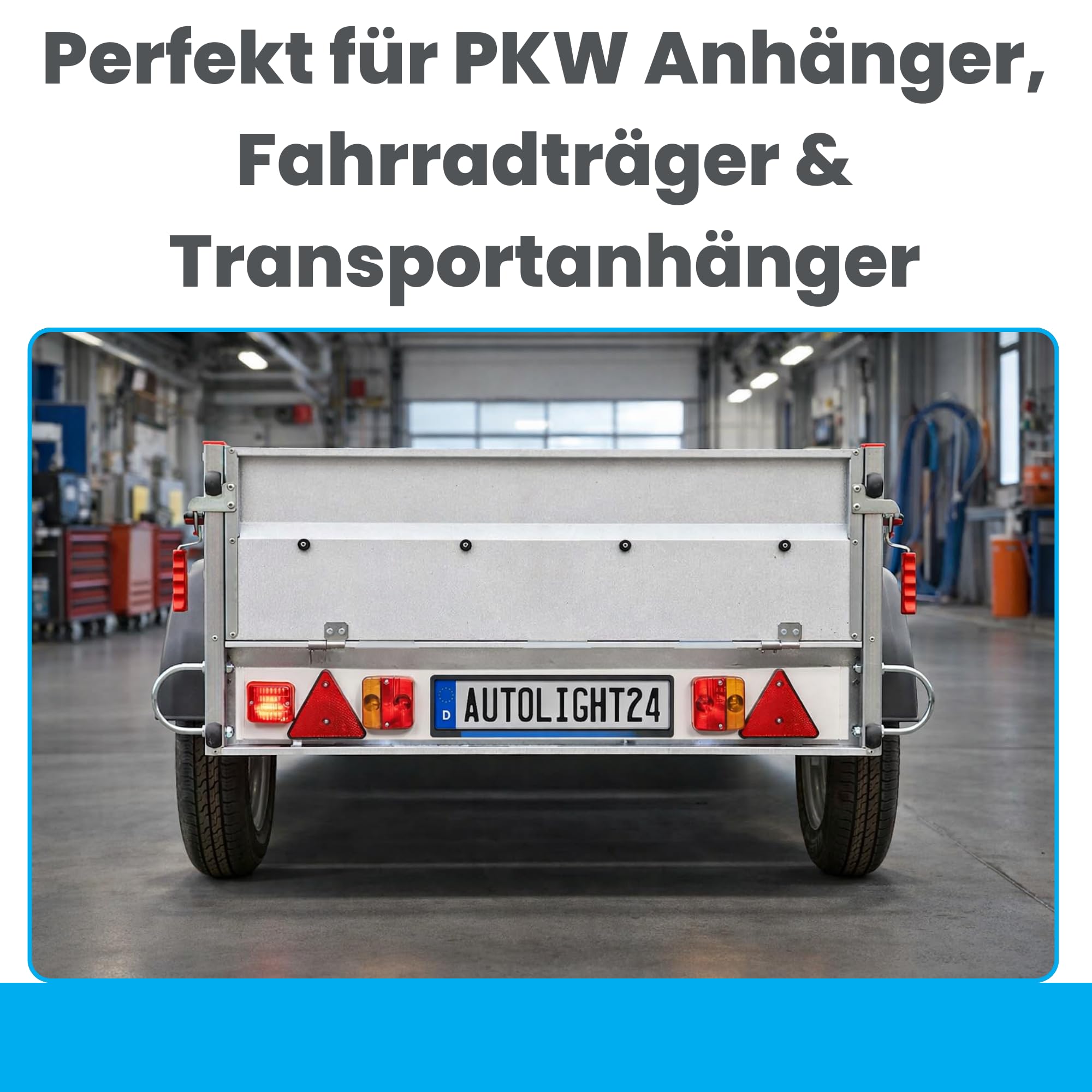 PKW Anhänger Lichtleiste 116x14 cm 12V – 7-poliger Stecker, 6m Kabel, E-Prüfzeichen, Rückleuchten Set mit Nebelschlussleuchte Anhängerbeleuchtung Beleuchtungsbalken