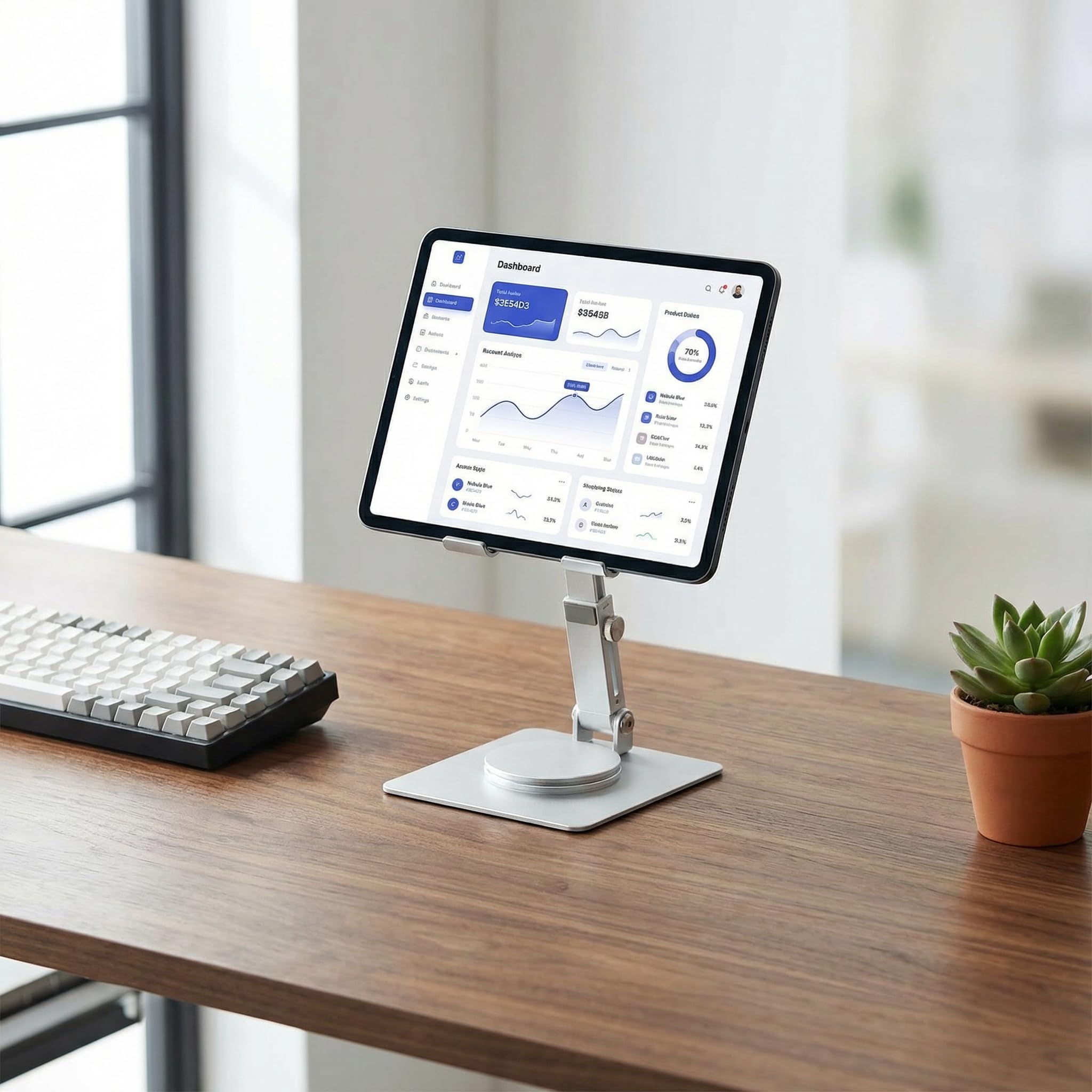 Supporto per Tablet in Lega di Alluminio Regolabile 360° Girevole, Porta Pieghevole per iPad/Samsung 7-13"
