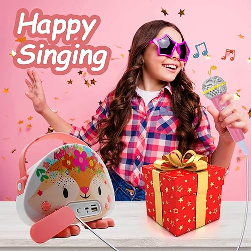 Miniatura 3 de Máquina de karaoke para niños y niñas con micrófono Bluetooth para niños, altavoz de karaoke para cantar, portátil, juguete para fiesta, cumpleaños,