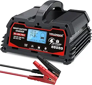 Battery Charger 20A, 12V/24V Lead Acid Smart Battery Charger, 12V LiFePO4 Car Battery Trickle Charger, Automatic Battery Maintainer for Car Motorcycle Lawn Mower Marine Boat Lead Acid Batteries