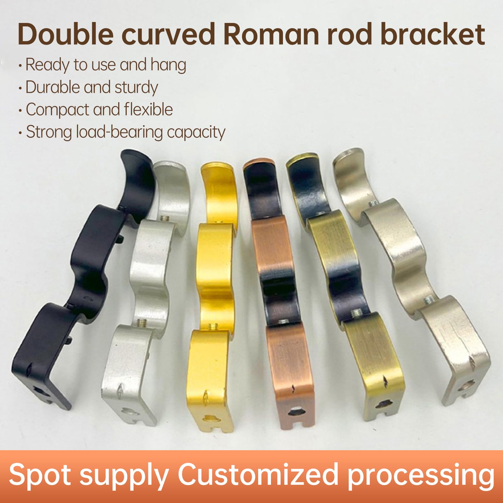 HaiFanWJ Curtain Roman Rod Double Rod Bracket Double Bent Base Bracket (Bronze, 6 Pieces)