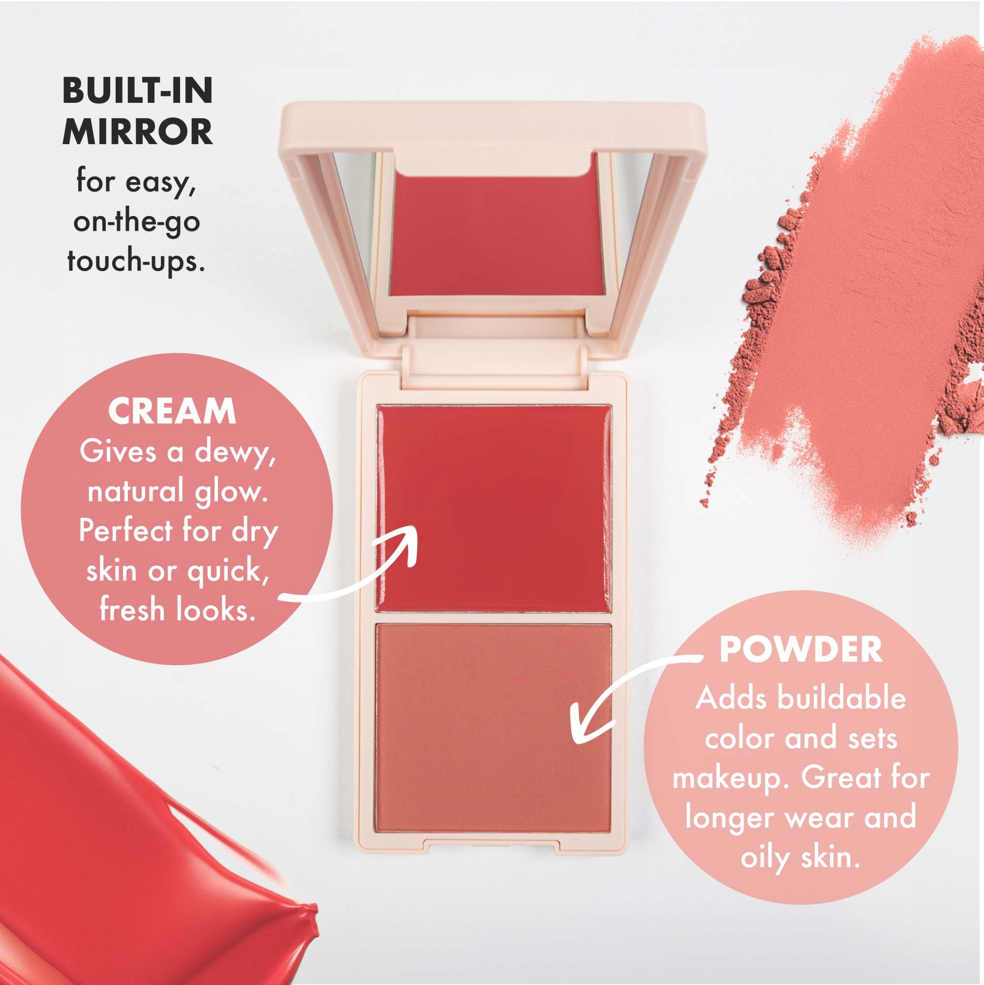 MOYOU LONDON Duo Blush Palette, 2-in-1 Cream & Powder Blusher for Dewy Glow & Long-Lasting Colour - Image 4