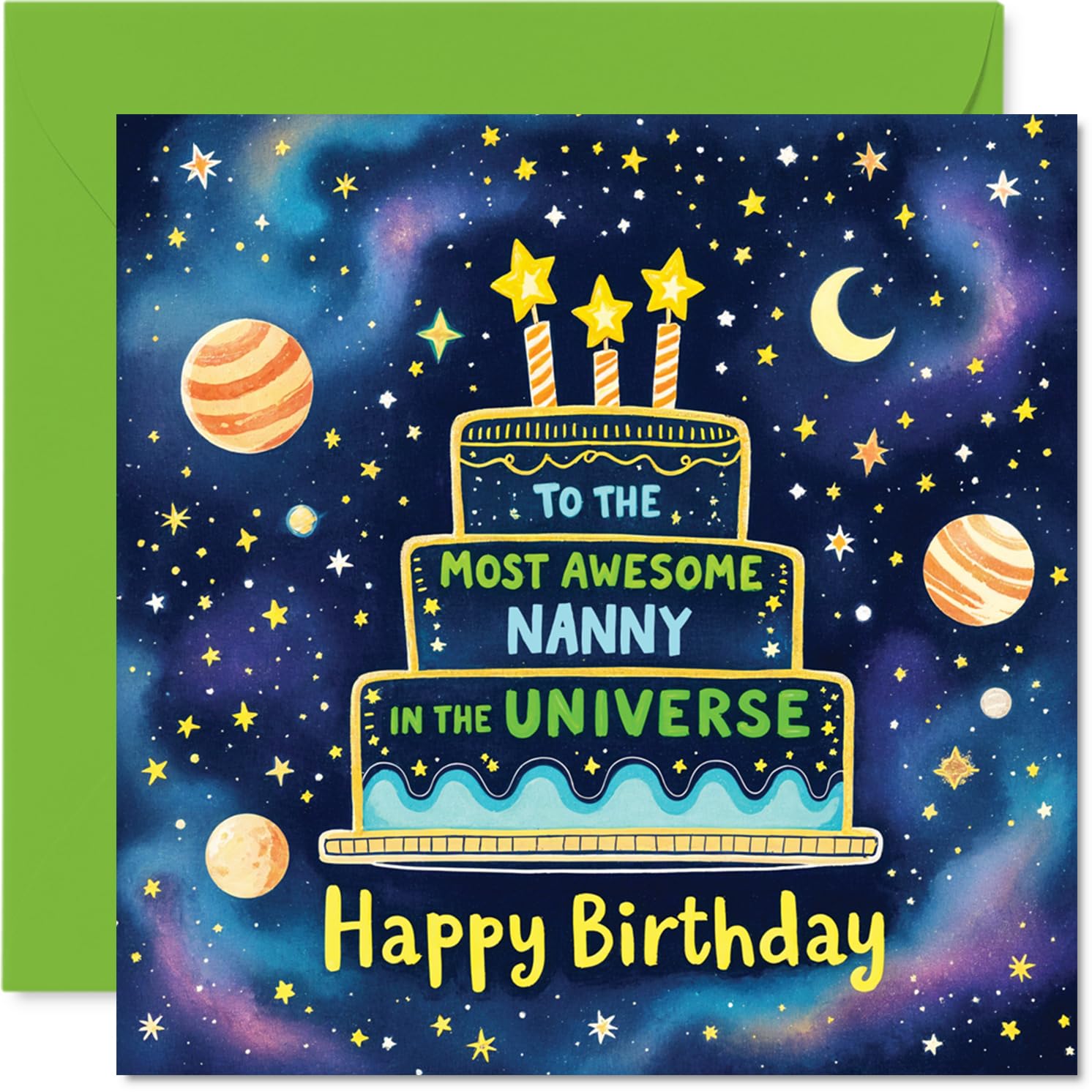 Nanny Birthday Card - Most Awesome in the Universe - Happy Birthday Card for Nanny from Grandson Granddaughter, 145mm Most Awesome in the Universe Bday Greeting Cards