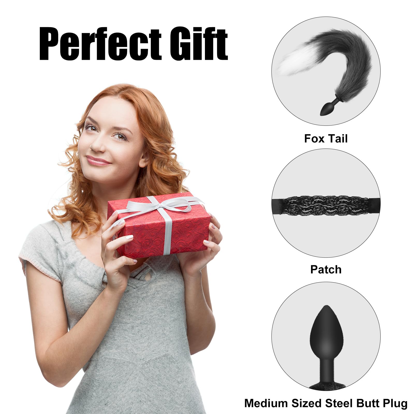 JIXAXN Fox Tail Cosplay Anal Plug Butt Stopper with Tail, Silicone Butt Anal Plug Cute Fluffy Tail Adults Role Play Games Adult Toy for Beginner Couples