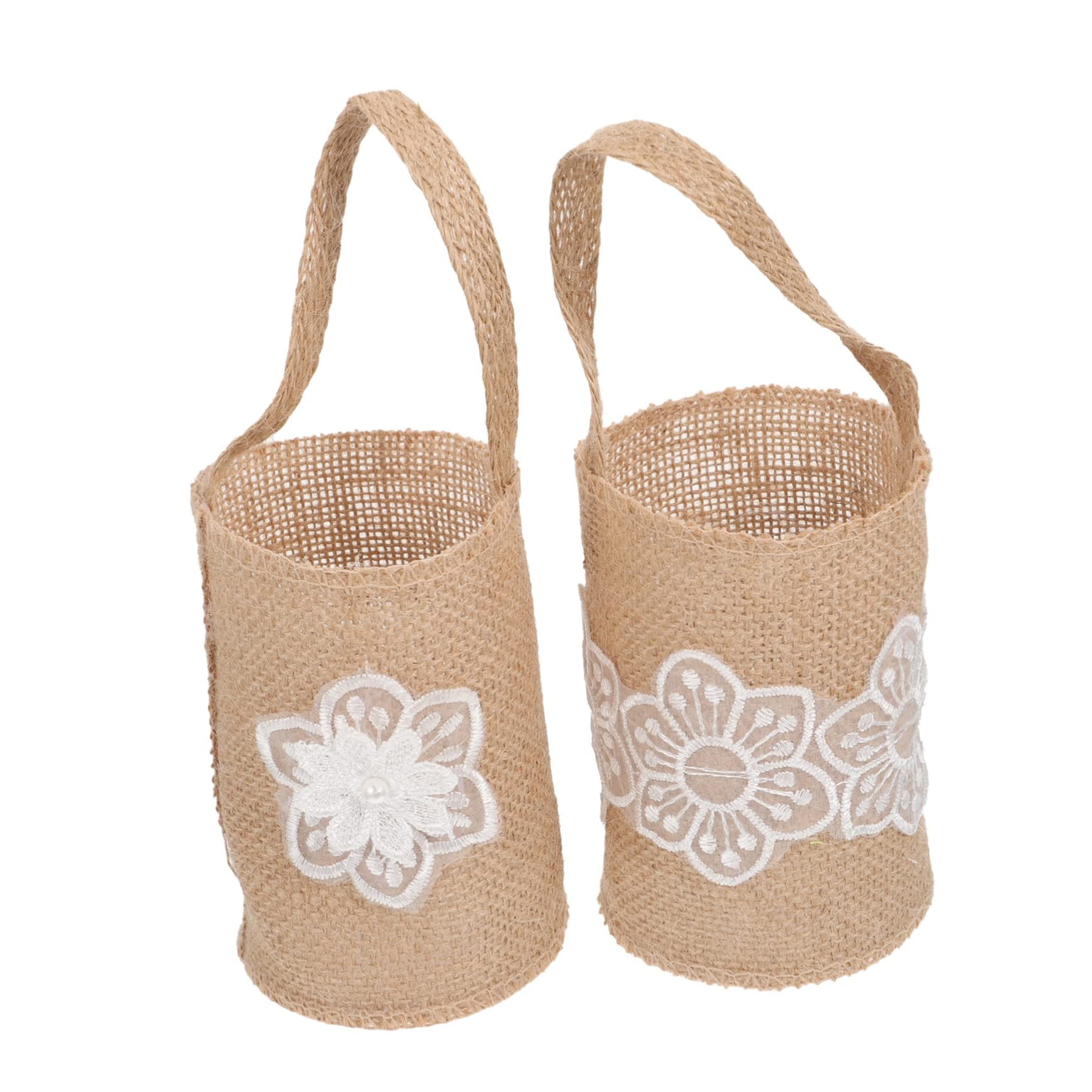2pcs wedding flower basket Wedding Basket Picnic Storage Basket snack storage bins hanging vintage picnic basket wedding baskets for favors jute linen flower girl bride