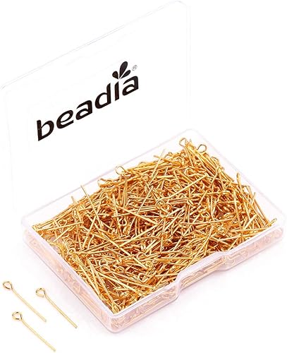 Alfileres de ojo abierto para la cabeza de oro para la fabricación de joyas de bricolaje 0.787 in 500pcs