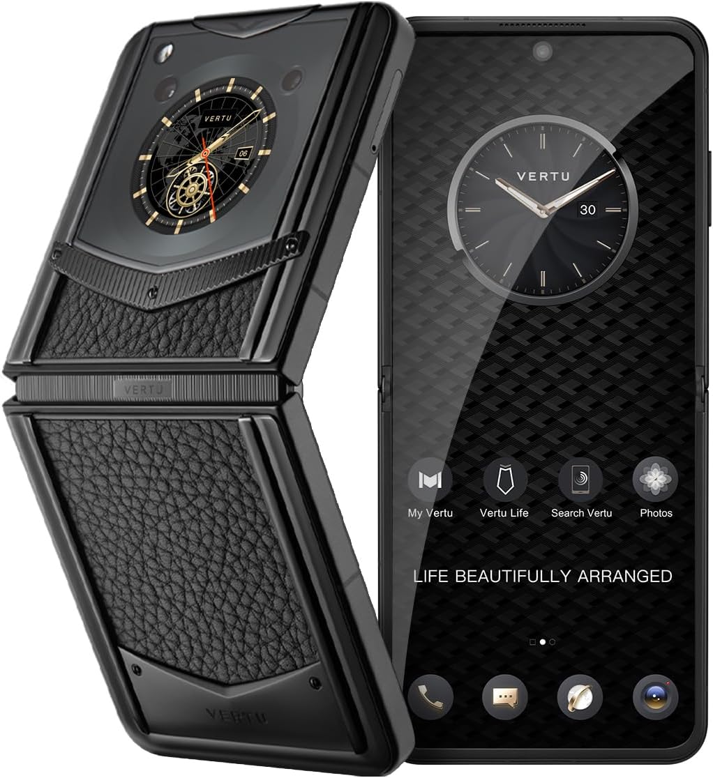 VERTU IRONFLIP Calf Skin Flip Cell Phone, Unlocked Android 5G Smartphone, Foldable Design, One-Hand Control, 50MP Camera, 12G+512G, Dual SIM, 6.9" 120Hz OLED, 65W Fast Charge (Jade Black)