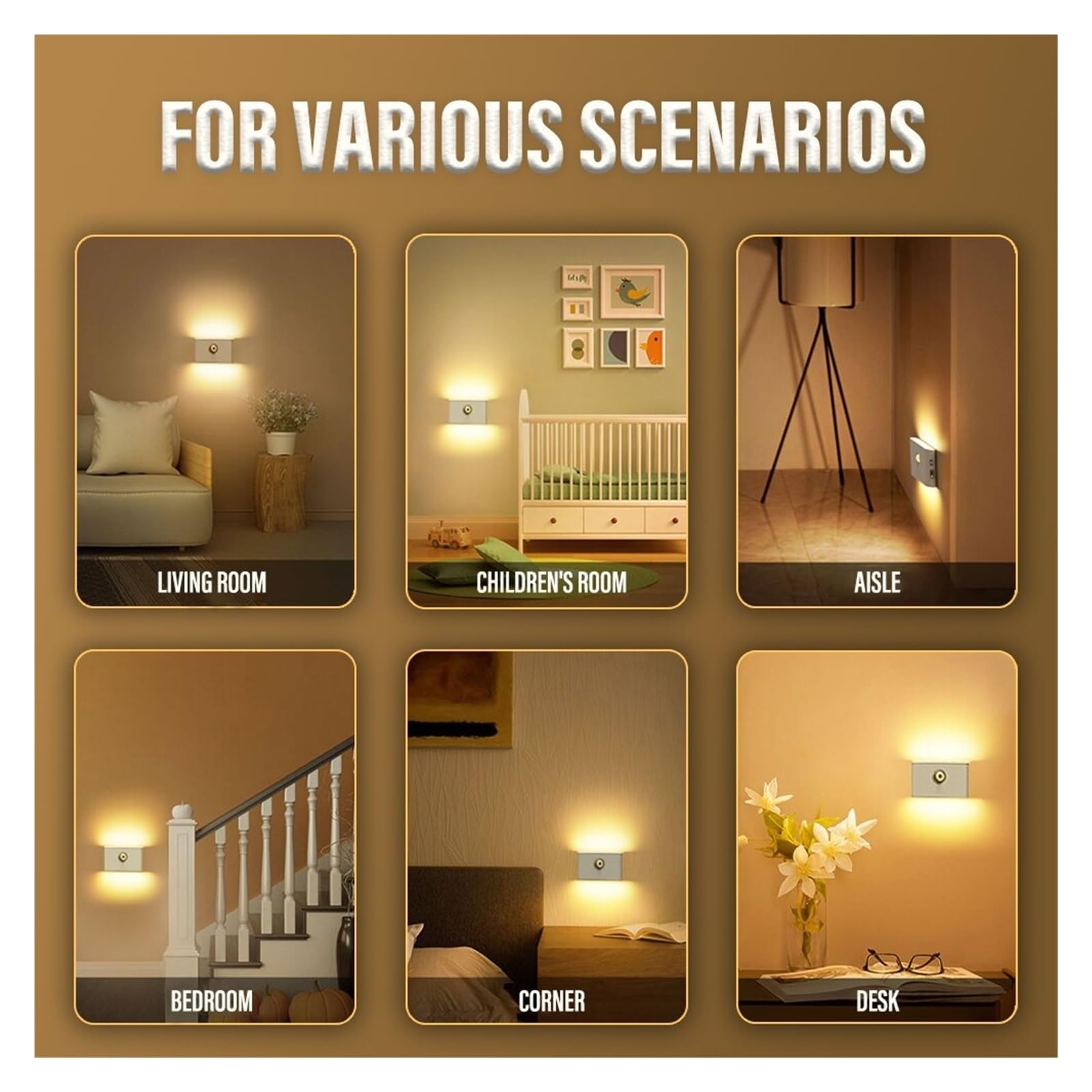 Luz Nocturna con Sensor Inteligente LED, Inalámbrica, Carga USB, De Movimiento, Pared For Dormitorio, Pasillo, Armario, Iluminación FáCil InstalacióN.(Flat induction-4PCS)