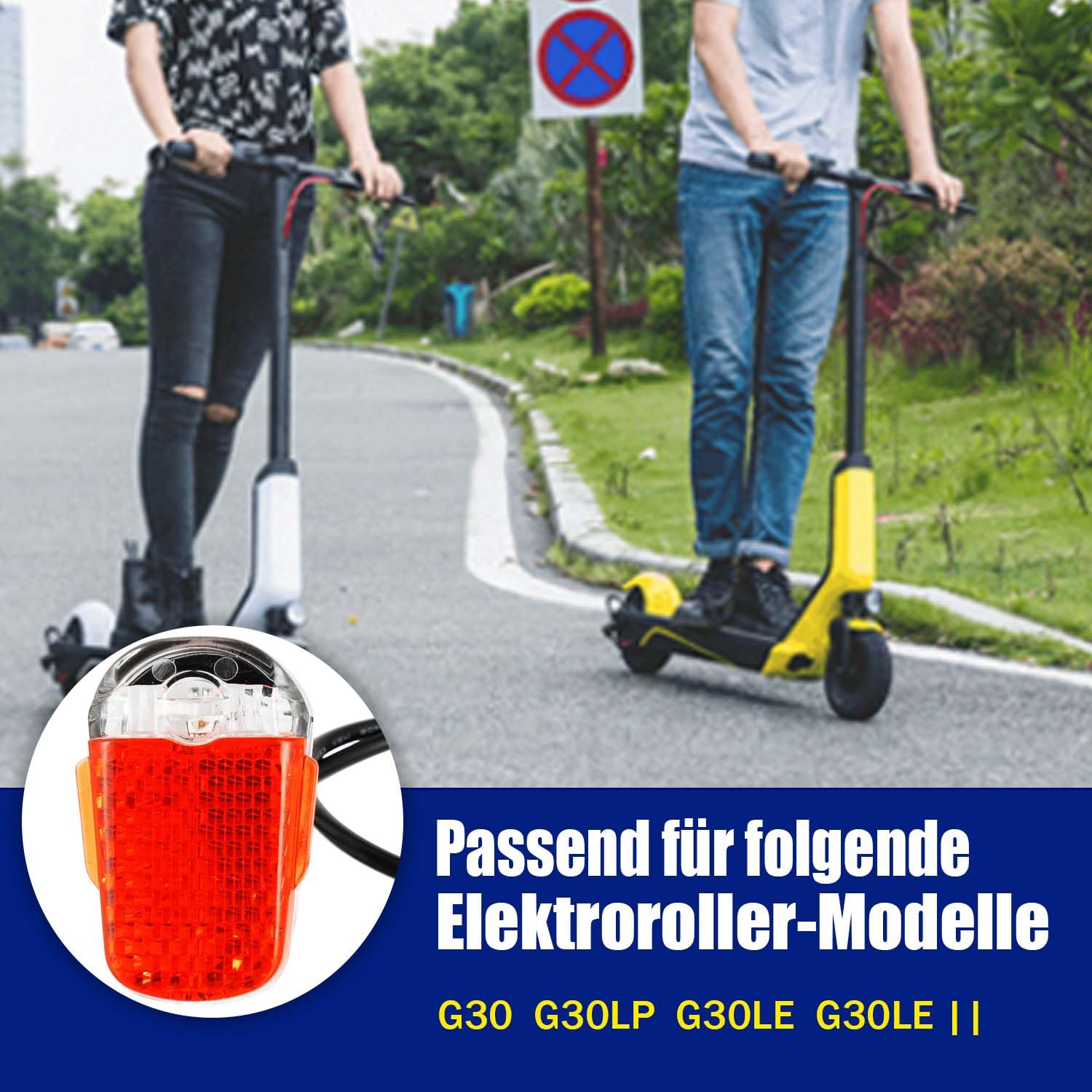 Fanale posteriore per Ninebot Max G30d, per Segway Ninebot Max G30 / G30LP / G30LE / G30LE II / G30D / G30e / G30e III (impermeabile, rosso)