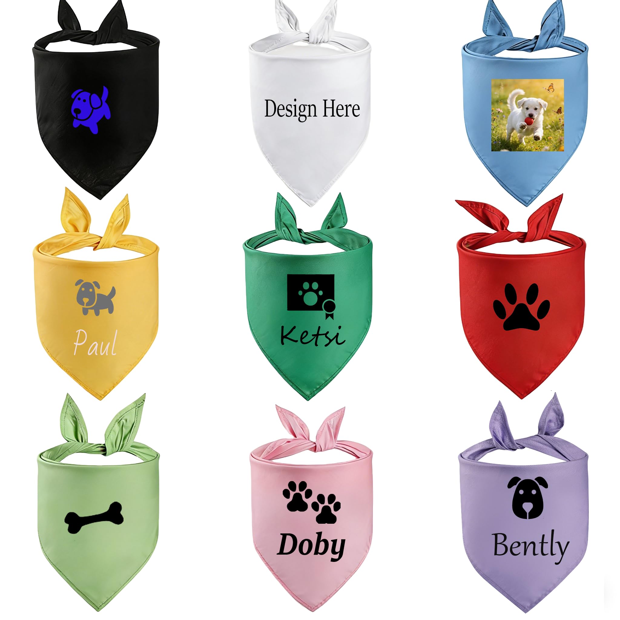 Custom Cotton Dog Bandana – Personalized Embroidered Pet Scarf Bandana Scarf with Name, Triangle Bib for Small Medium Large Dogs, Cats & Puppies