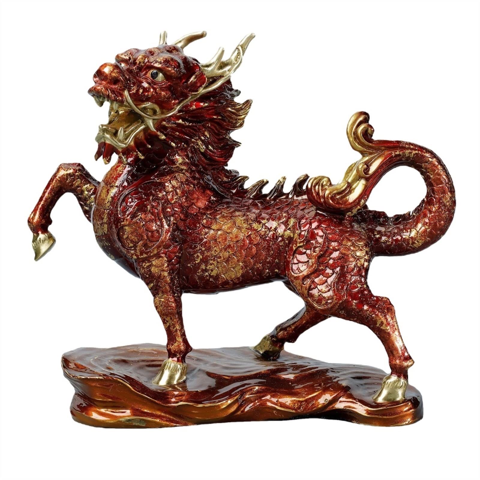 ZZlei2yu-12 Home Decor Ornament Color Copper Fire Qilin Bronze Sculpture Home Living Room Entrance Decorations Brass Crafts Housewarming Opening Colorful Ornament