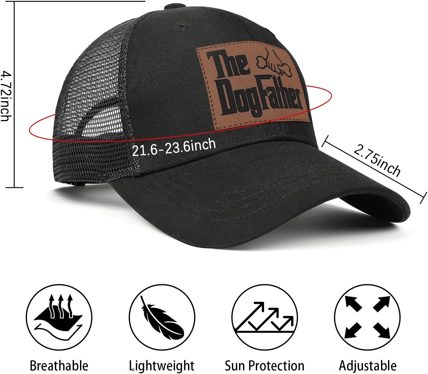 Best Dog Dad Ever Hat Dog Dad Gifts for Men Women Black Baseball Cap - Image 4