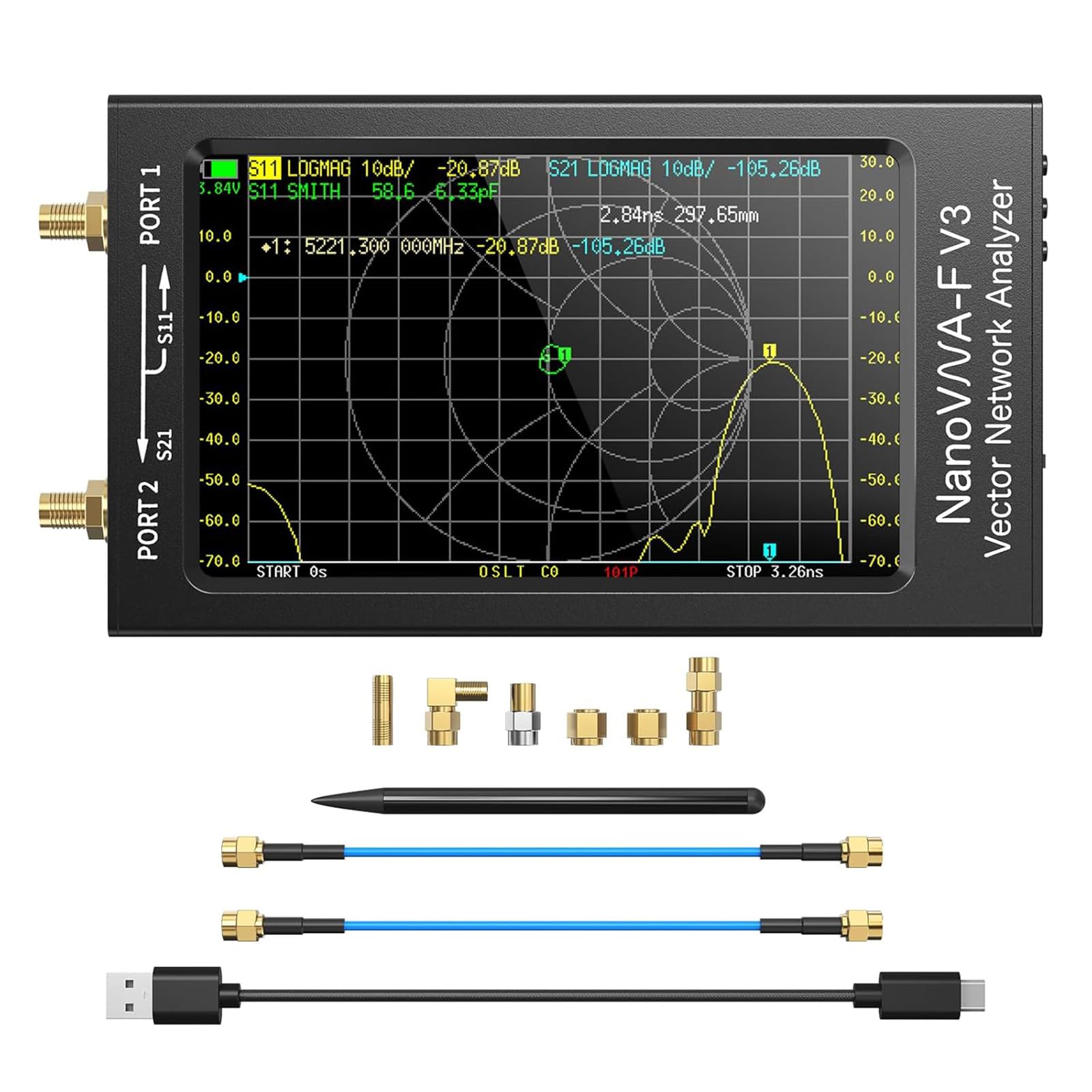 Seesii NanoVNA-F V3 4.3 Inch 1MHz-6GHz Vector Network Analyzer VNA for MF/HF/VHF/UHF/SHF Antenna Analyzer-picture-13