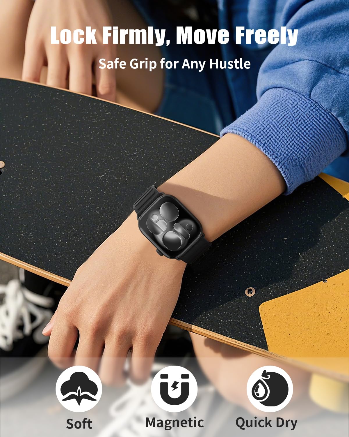 AMSKY Magnetisch Nylon Loop Kompatibel mit Apple Watch Armband 44mm 46mm 40mm 42mm 49mm 45mm 41mm 38mm, Weiche Sport Band mit Magnet für iWatch Series 11 10 9 8 7 6 5 4, Ultra SE 3 2 1