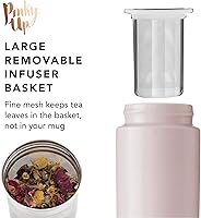 Vista 3 de Pinky Up Tatyana - Taza de cerámica con infusor de té de acero inoxidable, taza de viaje con tapa para té de hojas sueltas, perfecta para rutinas