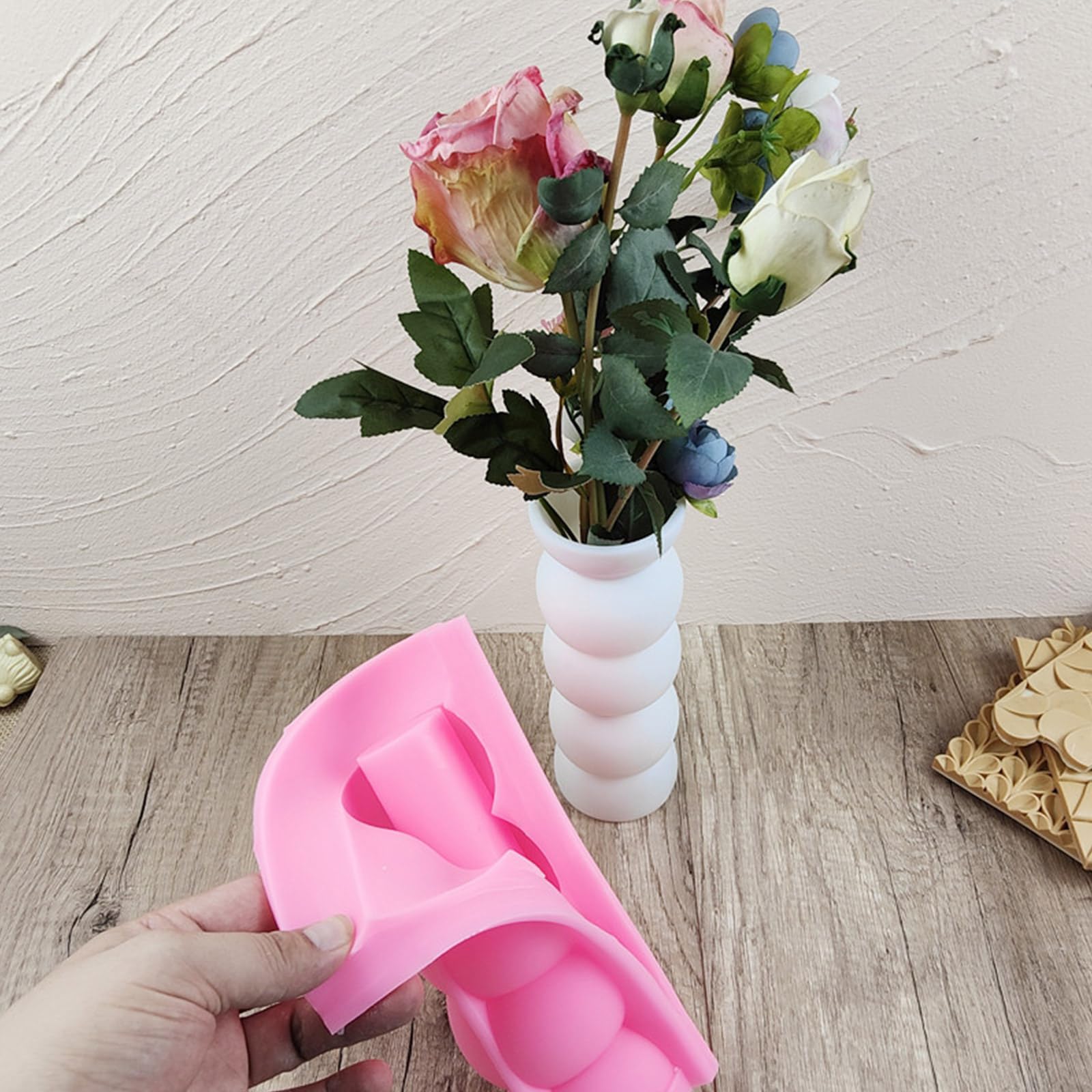 Stampo in silicone flessibile per vasi di fiori in resina riutilizzabile stampi in cemento vasi in gesso progetti artigianali per realizzare vasi in silicone