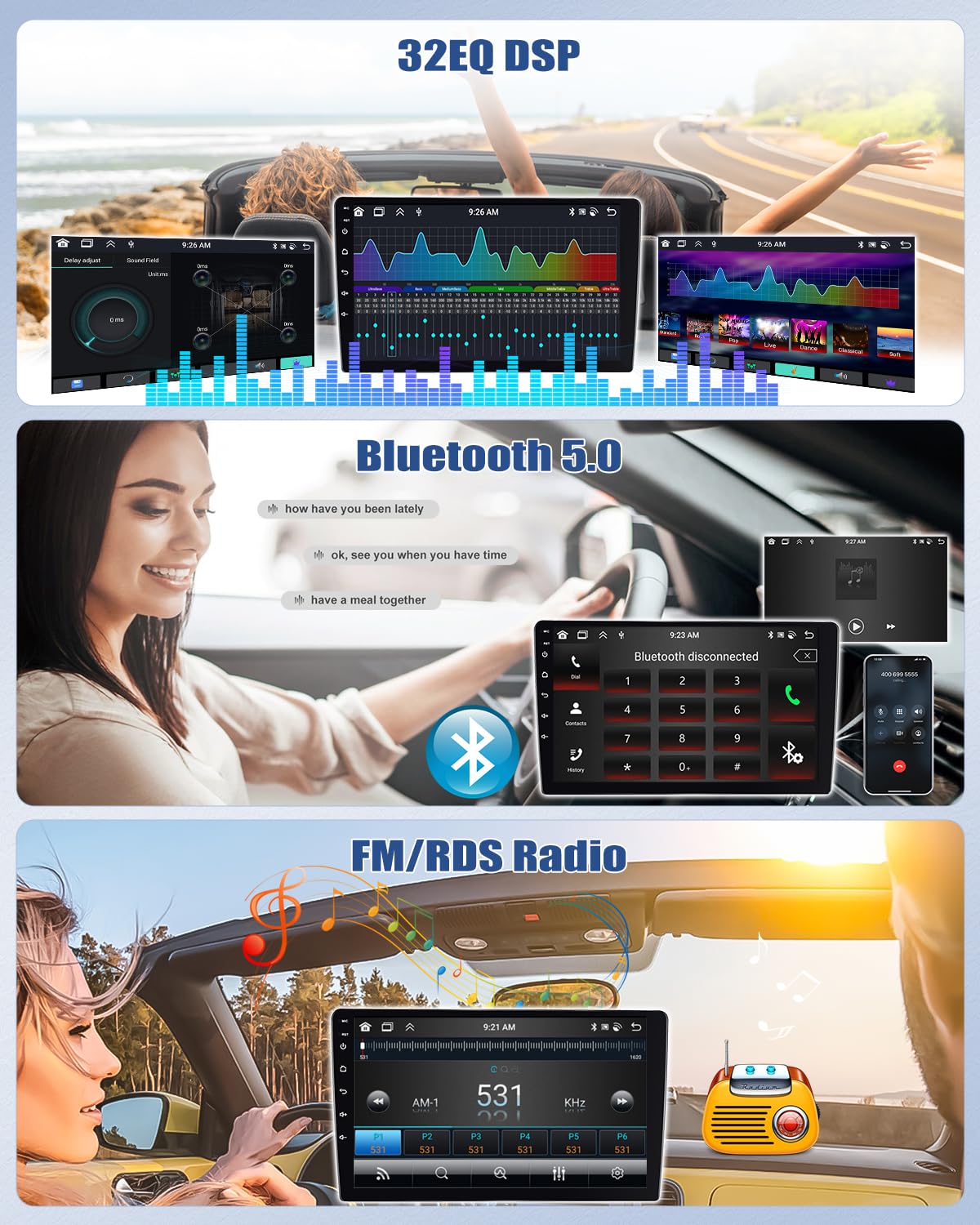 CAMECHO Upgrade 2+64G pour VW Polo 6R 6C 2008-2016 Autoradio, Carplay Android 15 Navi Écran Tactile 9" Wireless Car Play Android Auto/Bluetooth/Mirror Link/GPS/WiFi/Caméra de recul