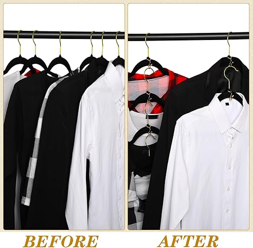 Miniatura 6 de Ganchos de conector para colgar ropa ganchos extensores de metal para colgar perchas de terciopelo de plástico de madera ahorro de espacio dorado 50