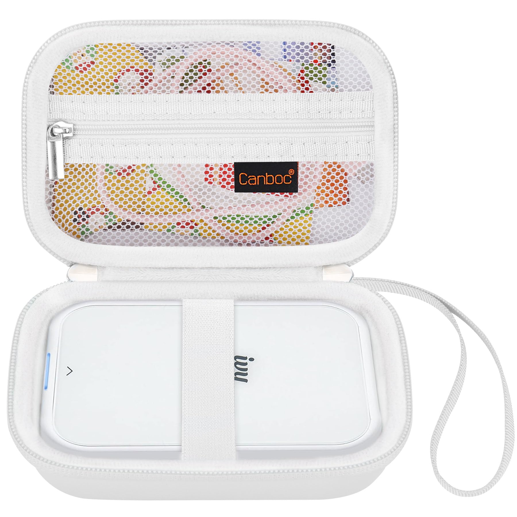 Canboc Carrying Case for Canon Ivy 2 1 CLIQ+2 CLIQ 2 Mini Photo Printer, Ivy 2 Wireless Bluetooth Instant Camera Printer Bag, Mesh Pocket fit Photo Paper, Cable, White(Case Only)