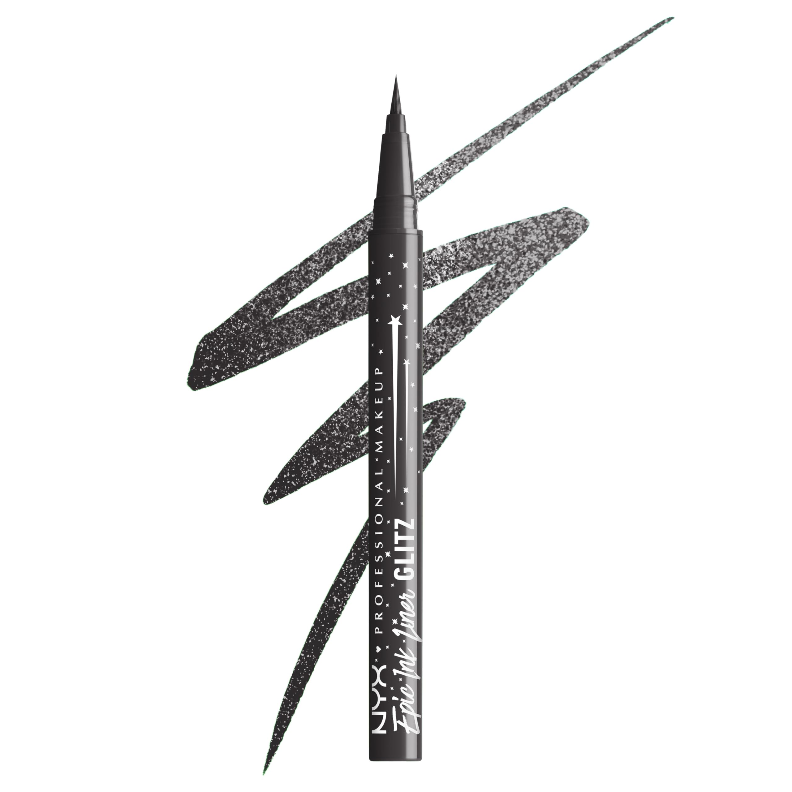 Nyx Professional Makeup Black Epic Ink Glitz Liner Waterproof Metallic Liquid Eyeliner With Vegan Formula - Graphite Glitz (Shimmer Graphite )