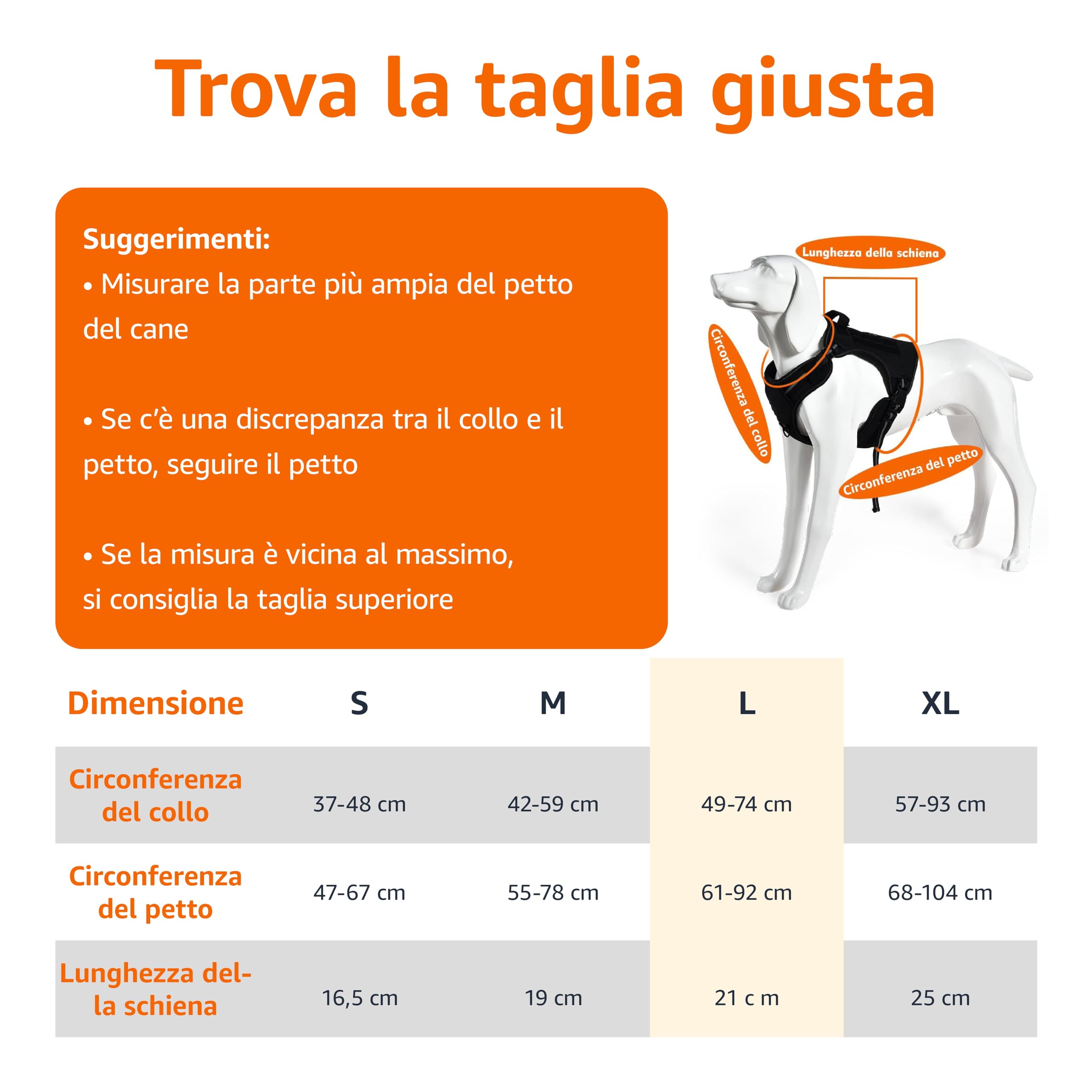 Amazon Basics Pettorina a gilet per cani regolabile, anti-trazione, con clip anteriore, Grande, nera