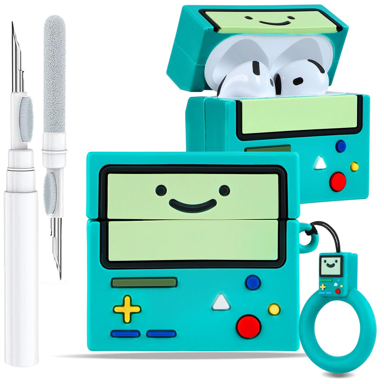 Boaretiu for Airpods 4 Case 2024 Cute Cartoon Kawaii - Funny 3D Soft Silicone Design Cover with Carabiner and Cleaner Kit Fun Cool Shell Stylish for