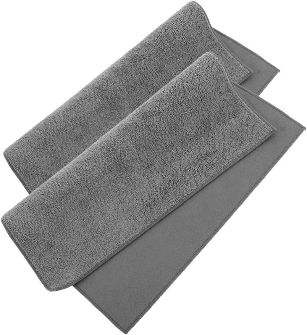 2pcs Thick Microfiber Car Drying Towels, Double-Sided Grey 30x30cm, High Absorbent Cleaning Cloths for Interior and Exterior Auto Detailing