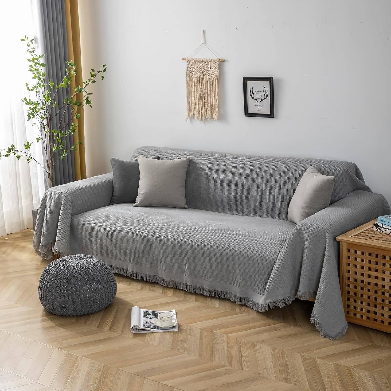 Homxi Sofa Throw 2Seater, 180 x 230 cm, Sofa Cover Blanket Plain with