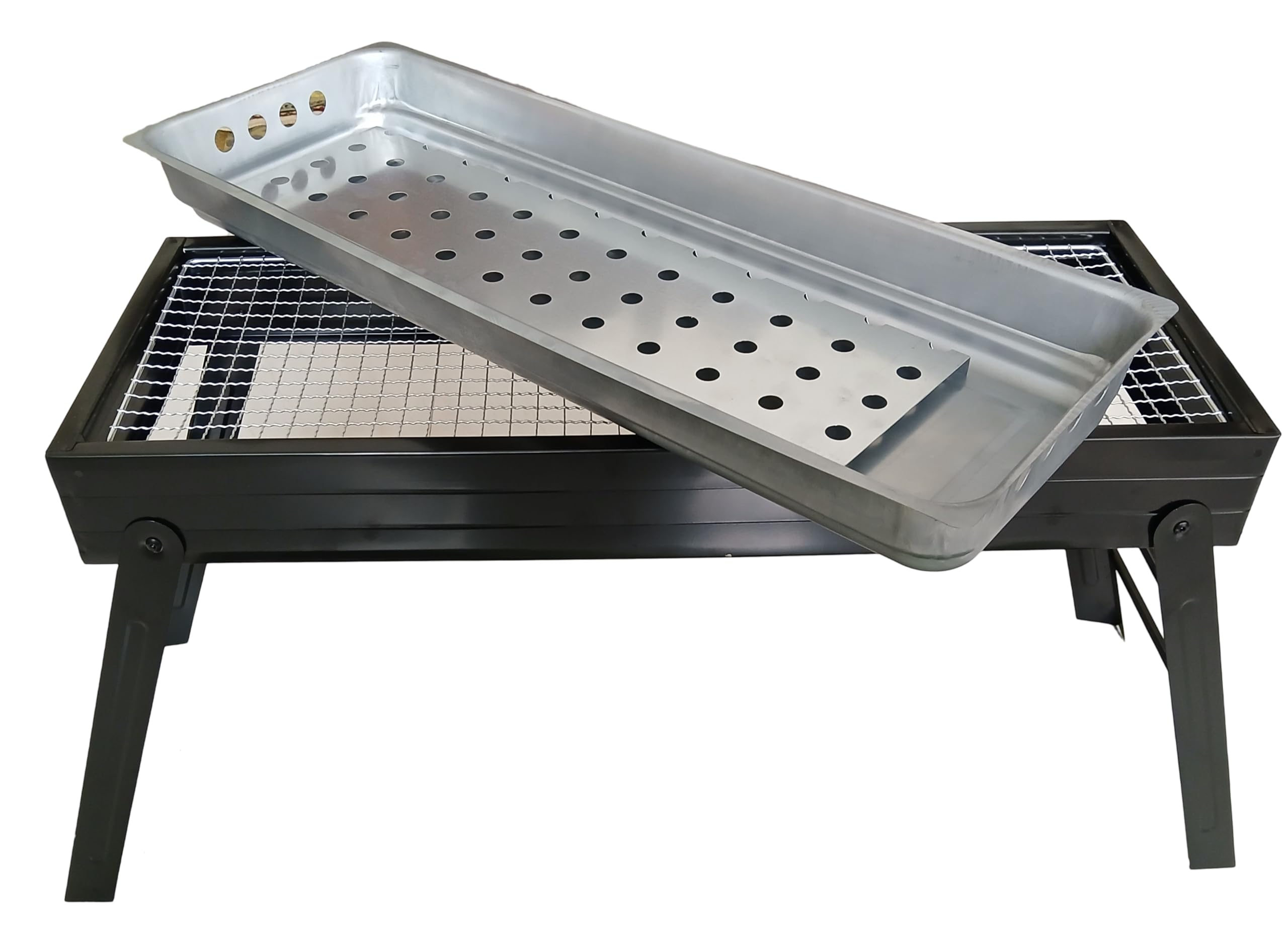 SRZ Charcoal Barbecue Grill (Barbeque) | Foldable Portable Lightweight | Carbon Metal | Tandoor BBQ grill for Home Camping Picnics (60x30 cms)