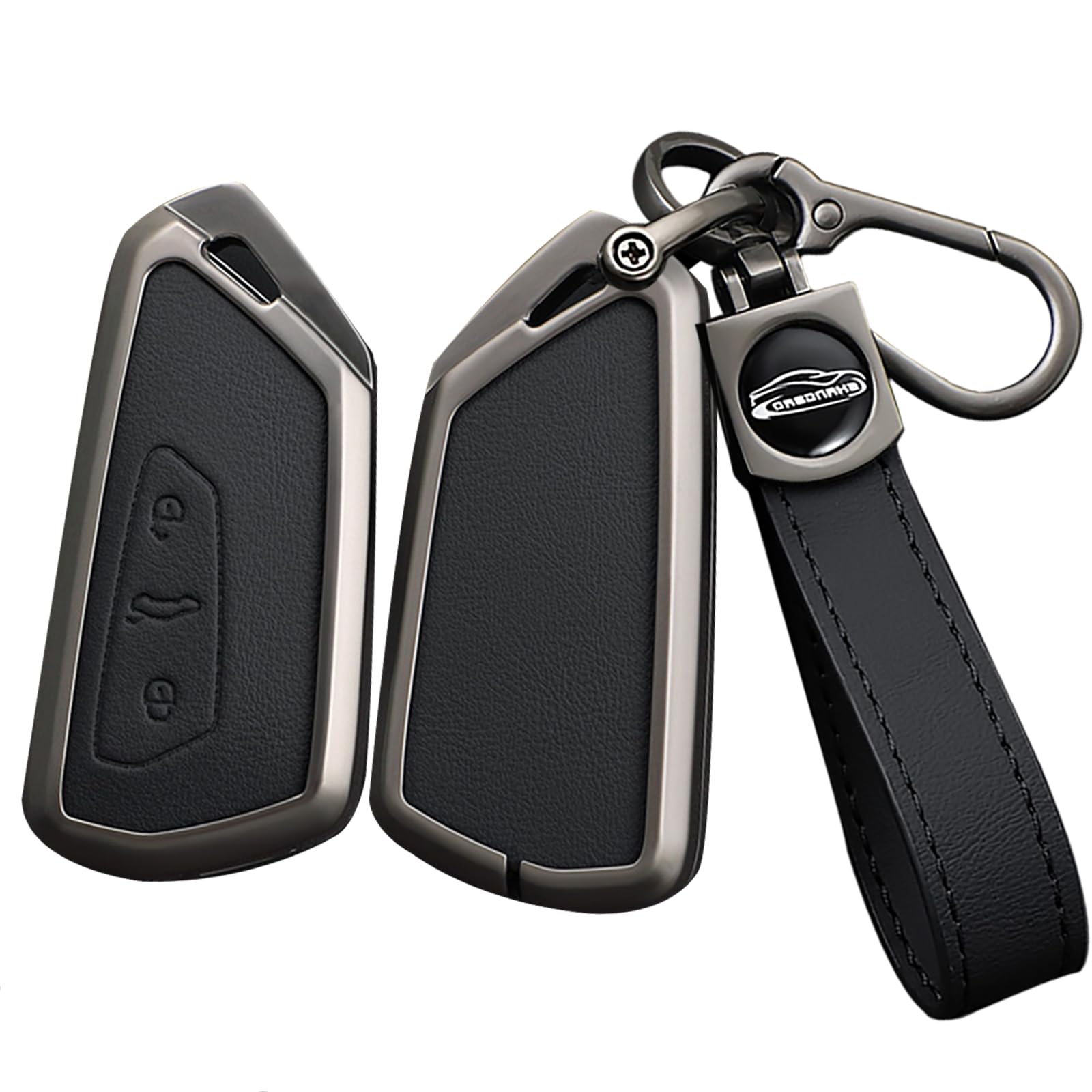 ontto Etui na kluczyki samochodowe, pasuje do VW Golf 8 R, ID4, ID5, ID.7, Seat Leon, FR, MK4, Cupra, Formentor, do Skoda Octavia A8 MK8, ze stopu cynku, skóra, etui ochronne, osłona na klucze,