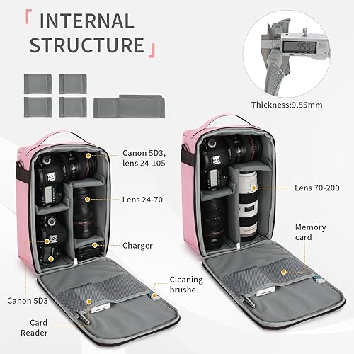 Miniatura 4 de G-raphy Bolsa para cámara DSLR SLR SLR Bolsa de protección sin espejo para cámaras (Nikon, Sony Olympus, Canon, Kodak, Fujifilm, Panasonic, etc.,