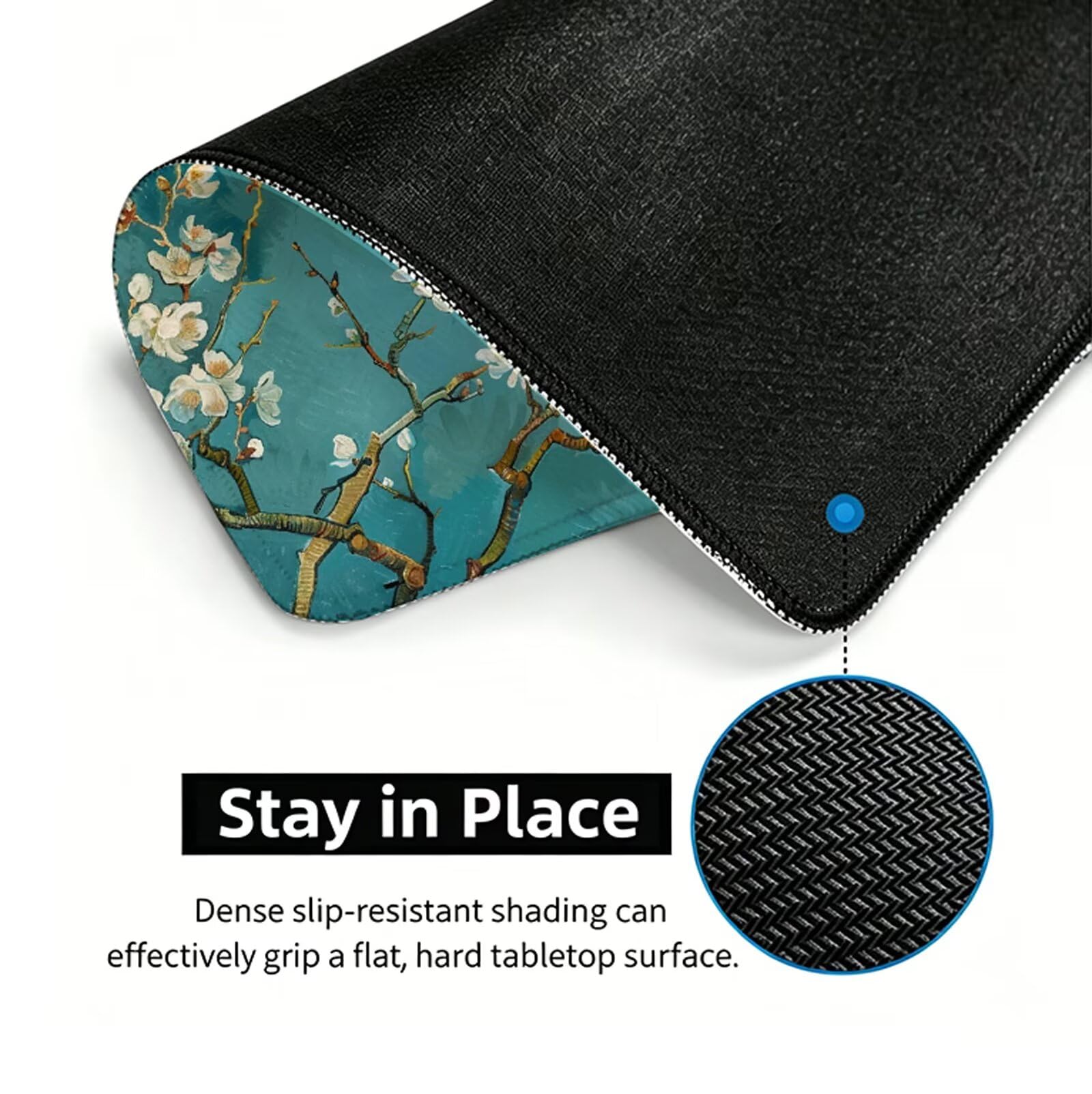 Alfombrilla Ratón XXL 1200 x 600 mm Flores De Durazno Mouse Pad Gaming Blanca Tapete Escritorio Grande, Protector Escritorio Impermeable para Oficina, Protector Mesa Ordenador, Alfombrilla W6-694
