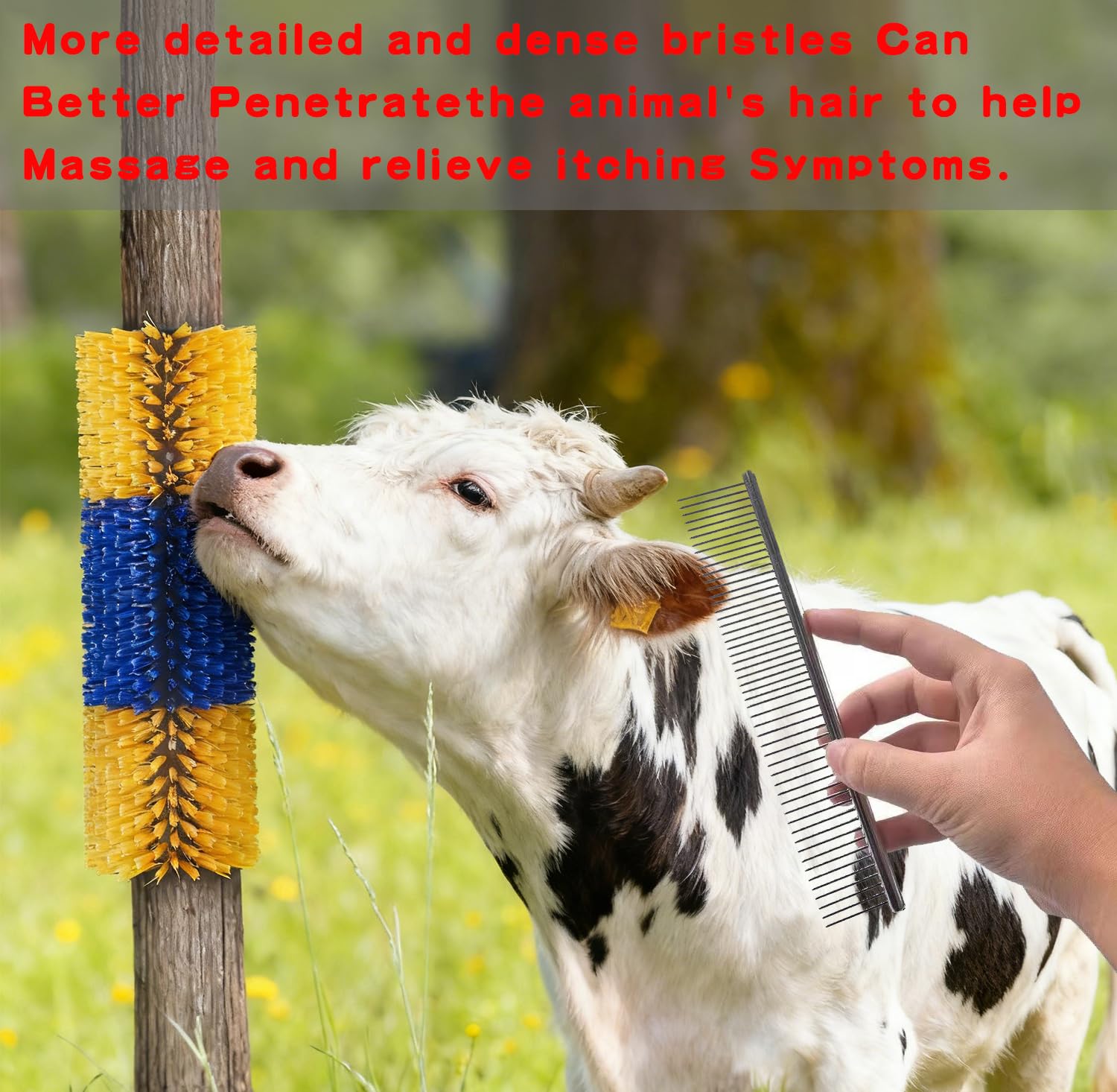 2/4PCS Spazzola fisica del graffio del bestiame, massaggio fisico della capra della mucca del cavallo | Spazzola resistente per graffi fisici con 8 viti, ideale per cavalli, mucche e capre, pulizia e auto-graffio