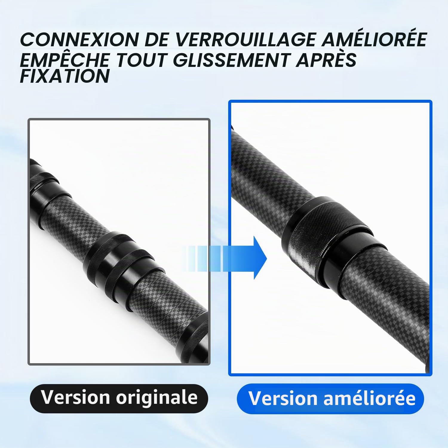 Lot de 2 Poteaux De Tente Télescopiques En Fibre De Carbone - 1.7m/2.1m/2.4m/2.7m/3m - Réglables - En Fibre De Carbone - Ultra Légers Et Ultra Solides - Pour Le Camping Tente, Taps ou voile d'ombrage