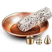 Copper Incense Burner Holder Set - Hammered Copper Bowl Ash Catcher for Altar Use, Jewelry Dish,Rituals, Incense, Smudging, and Decoration