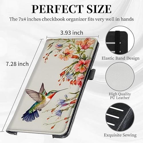 Vista 24 de Funda para chequera personal con diseño de tortuga marina verde, funda de piel sintética para hombres y mujeres, con ranuras para tarjetas, soporte